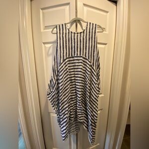 Striped Sleeveless Tunic Dress in Navy and White